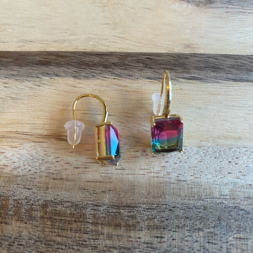 Watermelon Tourmaline earrings high quality elegant hand made ombre gradient - Picture 11 of 11
